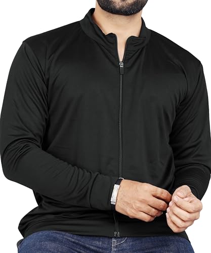 Image of FIBREZA Men Solid Polyester Sports Jacket Long Sleeves Full Zip with Pocket Gym, Running & Travel Upper Wear