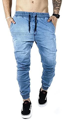 Calças Jeans Ar Camuflada E Lisa Masculina Jogger C Punho Lycra (Jeans, M)