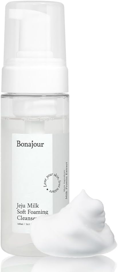 [BONAJOUR] Jeju Milk Soft Foaming Low pH Cleanser, Natural Face Wash For sensitive skin for Daily Face Washing 5.3 Fl. Oz