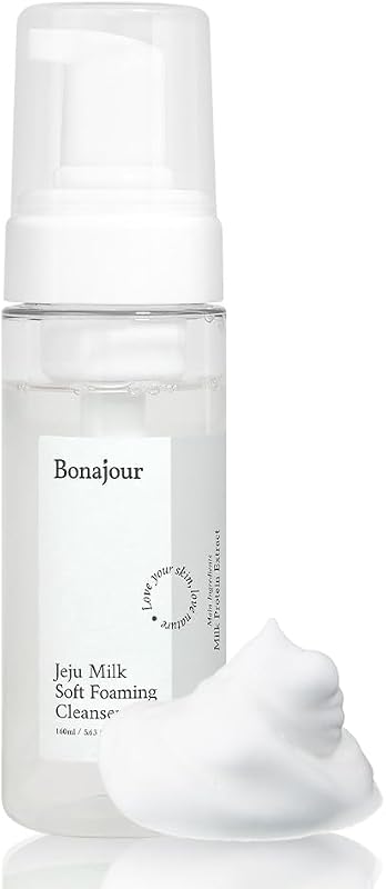 Limpador facial espumante BONAJOUR Jeju Milk Soft, pH baixo, 5,3 fl oz