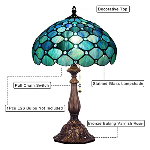 Zjart Z12A02F12 Tiffany Table Lamp Stained Glass Lamp 12X12X19 Inch Antique Reading Lamp  thumb #5