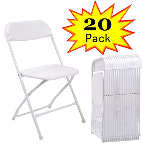 Sandinrayli 20 PCs White Plastic Folding Chairs Commercial Quality Stackable Outdoor Event Wedding