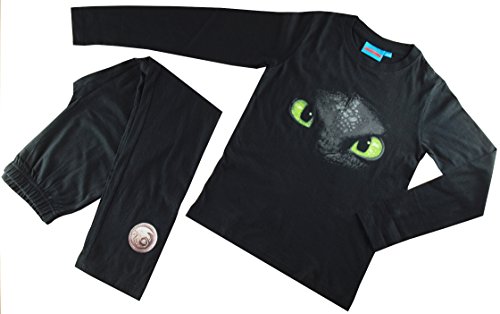 Dragons DreamWorks - Pijama infantil sin dientes (tallas 104 a 158), color negro Negro 152/158 cm