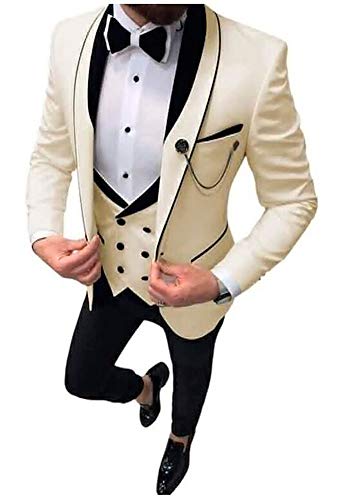 Men's 3 PC Slim Fit Wedding Suits Shawl Lapel Groom Tuxedos Business Men Suits Prom Suits Dinner Suits