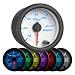 GlowShift White 7 Color 60 PSI Turbo Boost Gauge Kit - Includes Mechanical Hose & Fittings - White Dial - Clear Lens - for Diesel Trucks - 2-1/16" 52mm