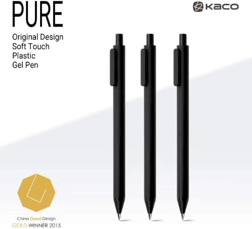Kaco PURE Gel Pens 0.5mm Fine Point Black Ink 10 Count, Quick Dry Smooth Writing, Aesthetic Office Supplies Refillable Retractable Low Center of Gravity - Image 2