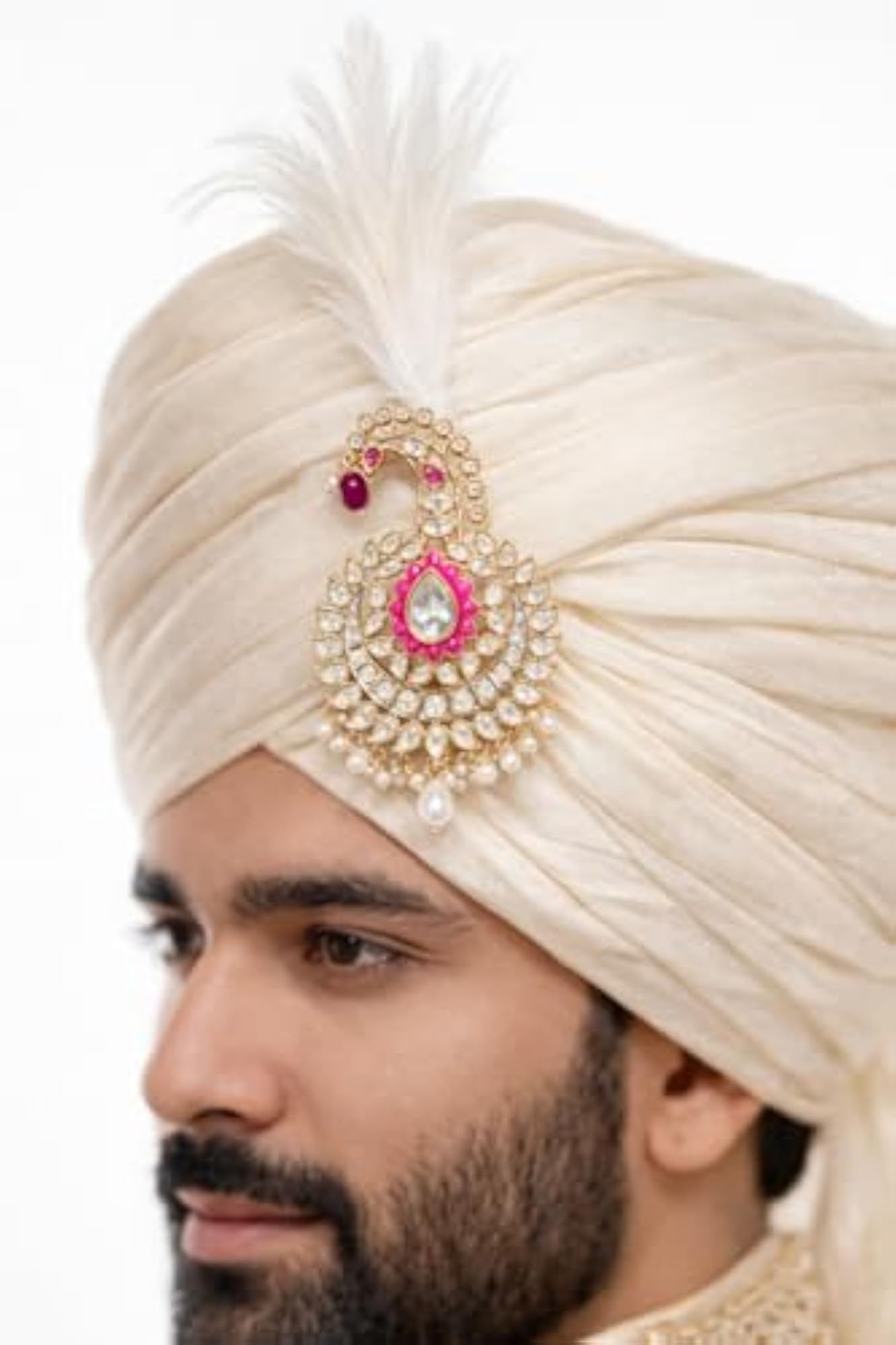Traditional Kundan Passa with Pink Enamel and Pearl Drops