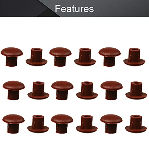 Image of MroMax 100Pcs Screw Cap Cover 3 /16inch Bottom Dia Fit for 4.5-5mm Diameter Hole Plastic Tube Cover Shelf Peg Hole Plugs for Cupboard Bookshelf Shelf Closet Cabinet Bracket Furniture Red Brown Tone