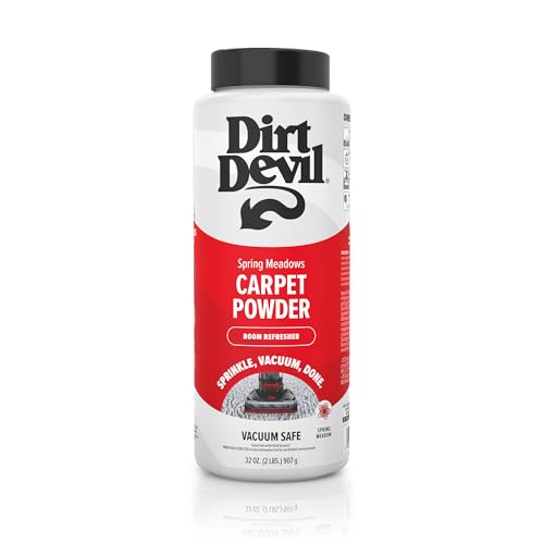 Dirt Devil Carpet Powder, 32 oz, Room Refresher and Odor Eliminator, Spring Meadows Scent, Vacuum Cleaner Safe, For Use on Carpets, Rugs, Upholstery and More, Carpet Freshener Powder for Home Use