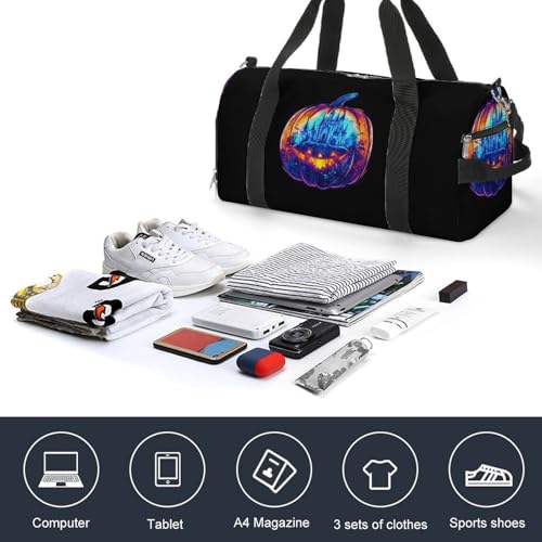Pumpkin Castle Gym Bag Travel Duffle Bags Carry On Tote Weekender Bag Suitable for Men Women4