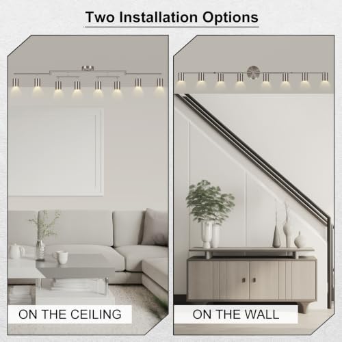 AUQUEE 8 Light Track Lighting Fixtures Ceiling, Brushed Nickel Kichen Track Lighting Fixtures, Rotatable Light Heads, Adjustable Modern LED Track Lights for Kitchen/Hallway, No GU10 Bulb - 4