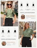 GRACE KARIN Damen Satin Bluse Kurzarm Elegante Sommer Party Oberteile Seidenbluse Business Top Artichoke XXL – Ansicht 3