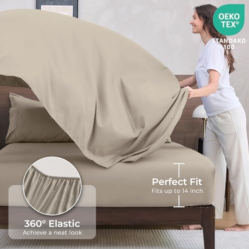 HEVUMYI Linen Twin Comforter Set - 5-Piece All Season Bed in a Bag Twin, Ultra Soft Bedding Set with Comforter, Flat Sheet, Fitted Sheet, Pillowcases, Pillow Shams