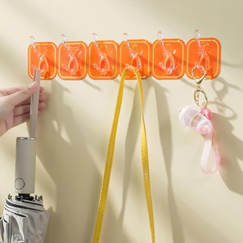 Xmeye XMEYEIEPO0KZUGS-11 6Pcs Coat Rack Wall Mount, Strong Bearing Capacity Traceless Acrylic Adhesive Hook, Key Hooks For Coat, Hat thumb #1