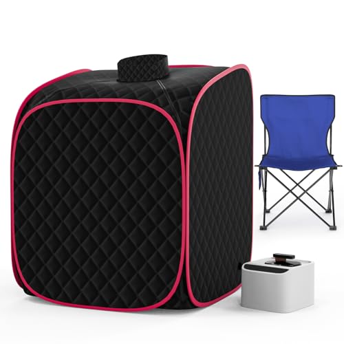 Portable Steam Sauna Box at Home, 9 Levels Heating, Sauna Tent for Home with Steamer and Folding Chair, Sauna Box for Relaxation, Detoxification, Spa, Sauna Box