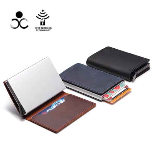 Simplofficial SIMPL Toggl™ Wallet, SIMPLTOGGL, Men's Simpl Genuine Leather Wallet RFID Blocking,Minimalist Credit Card Holder,Credit Card Holder Anti-theft,Auto Pop Up Wallets (Brown)2