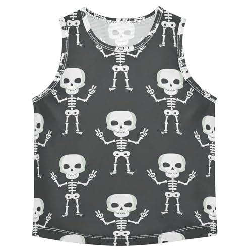 J JOYSAY Cartoon Skeleton Peace Boys Tank Top Sleeveless Muscle Shirts Quick Dry Kids T-Shirts 3-15T