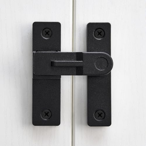 Image of 3 Packs Black Flip Barn Door Lock - 180 Degree Barn Door Lock Privacy Security Latch - Elegant Gate Latch Hardware for Barn Doors, Gardens, Windows, Cabinets, Bathrooms, and Sliding Doors