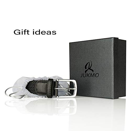 Jukmo Elastic Braided Belt, Stretch Woven Belt In Gift Box (Black, Medium) #TOP4