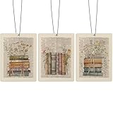 ZFQ Book Lover Librarian Car Air Freshener, Book Club Reading Room Nook Library Air Freshener Hanging 3 Pcs for Cars Closet Drawer or Books, Retro Floral Books Car Accessories Mirror Decor for Women