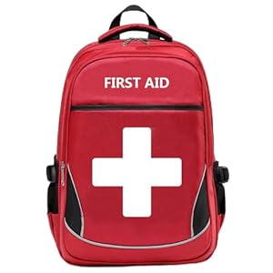 First Aid Bag Empty Red Emergency Medical Bag First Responder Trauma Multi-Pocket Traveling Field Trips Camping Essentials (Red, 1 Piece)