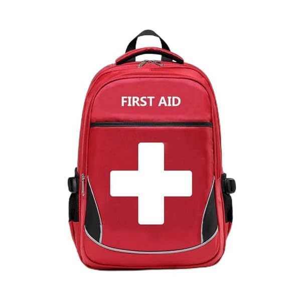 First Aid Bag Empty Red Emergency Medical Bag First Responder Trauma Backpacks Multi-Pocket Traveling Field Trips Camping Essentials (Red, 1 Piece)