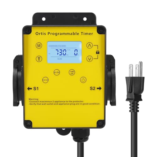 Ortis Above Ground Smart Pool Timer Dual Waterproof Outlets for Pump & Salt System Countdown & 24H Auto Cycle Modes LCD Display Outdoor Heavy-Duty Timer for Filters & Pumps