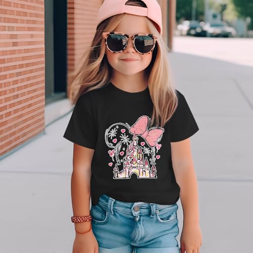 Image of Graphic Shirts for Girls Cute Bow T Shirt Kids Toddler Holiday Tshirt Vacation Trip Summer Tee Cotton Tops