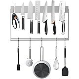 Ninonly Iman para Cuchillos en Pared 30cm Barra Magnetica para Cuchillos de Acero Inoxidable con 6 Quitar Ganchos Soporte Magnetico para Cuchillos y Soportes para Utensilio