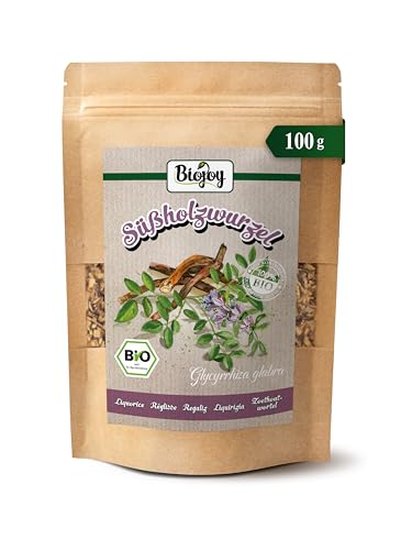 Biojoy Raíz de regaliz Ecológico (100 g), secado y cortado, ideal para Infusión (Glycyrrhiza glabra)