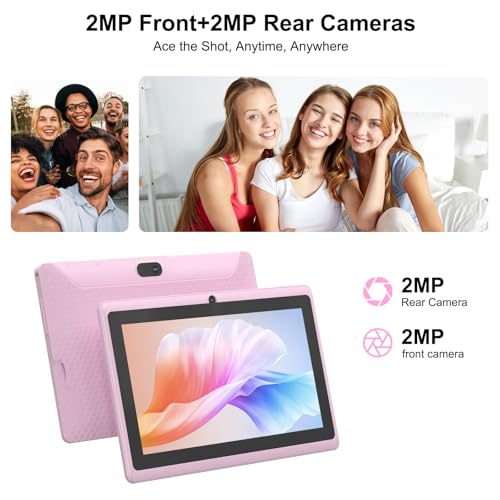 Android 14.0 Tablet 7", RAM 8GB(3+5Expand)+32GB ROM Tablets, Dual Camera, 1024 x 600 IPS Display Screen, 1TB Expand, Tablet with Case (Pink) - Image 4