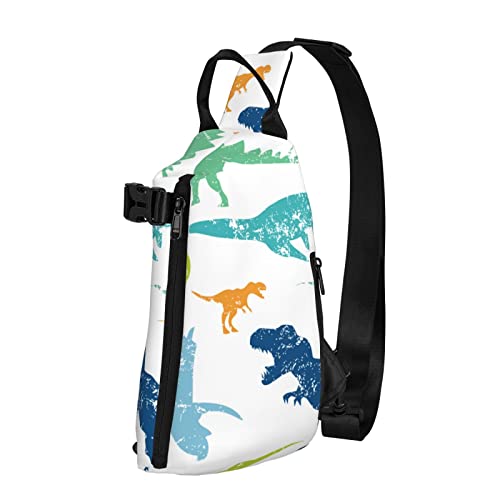 ボディバッグ ショルダーバッグ 恐竜のシルエット カラフル 斜めがけ