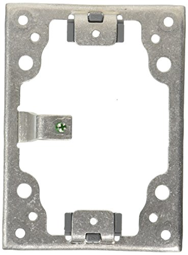 Hubbell Wiring Systems SA5017G Aluminum Finish Plastic Flush Rectangular Adapter Frame with Grounding Lug, 4-23/64