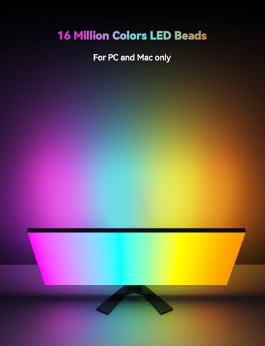 Image of Monitor LED Backlights for PC & Mac, LED Strip Light Sync with Screen Color /Music, Computer Light Bar Behind Screen, LEDs for Desk Gaming, USB Port, Software Control, G100 (4-Side 27inch)