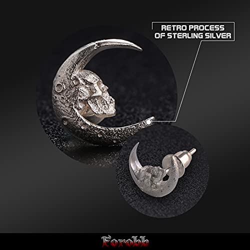 Skull Stud Earring 925 Sterling Silver Handcrafted Gothic Rock Punk Diablo Biker Retro [Moon 60087]2