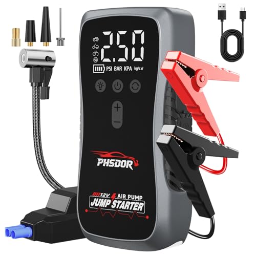 8000A Jump Starter with Air Compressor 25000mAh 150PSI Car Jump Starter (ALL Gas/10L Diesel) 12V Car Battery Charger Jump Starter with Smart Jumper and LED Lights