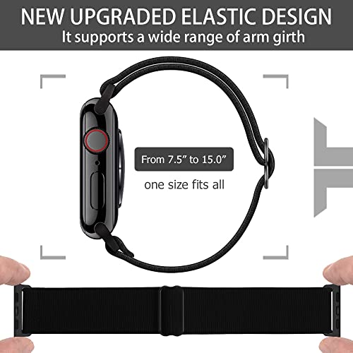 IFCASE Elastic Armband Compatible with Apple Watch 49mm 45mm 44mm 42mm iWatch Series Ultra 8 7 6 SE 5 4 3 2 Strap, Sport Workout Nylon Women Men Arm or Ankle Band (Black)