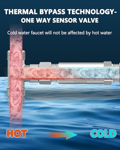 Image of Replacement 304 Stainless Steel Sensor Valve Kit for Instant Hot Water Recirculating Pump System Includes a Bridge Valve, 2x20-Inch PEX Supply Lines Compatible With 500800, 500805