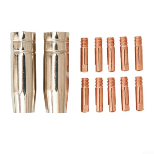 Kit de accesorios de soldadura MIG de 12 piezas con 10 puntas de contacto de 1,0 mm y 2 boquillas para 15AK MB15 compatible con soldadores MIG MAG