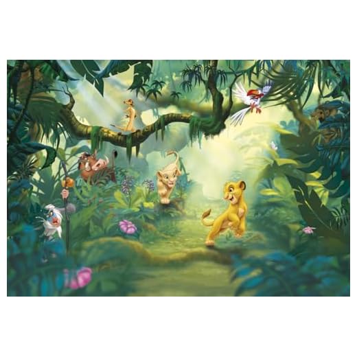 Komar, Papel Pintado Disney, Rey León, Selva, Vinilo, Multicolor, 8 Piezas