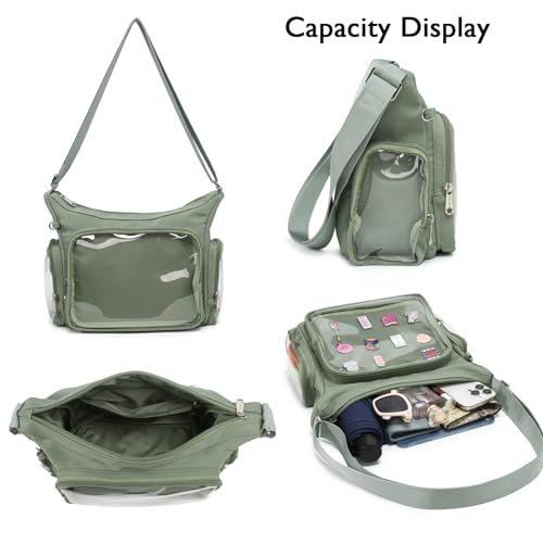Image of Canvas Ita Bag Crossbody Shoulder Bag Kawaii Purses and Handbags with Anime Pins Display Medium