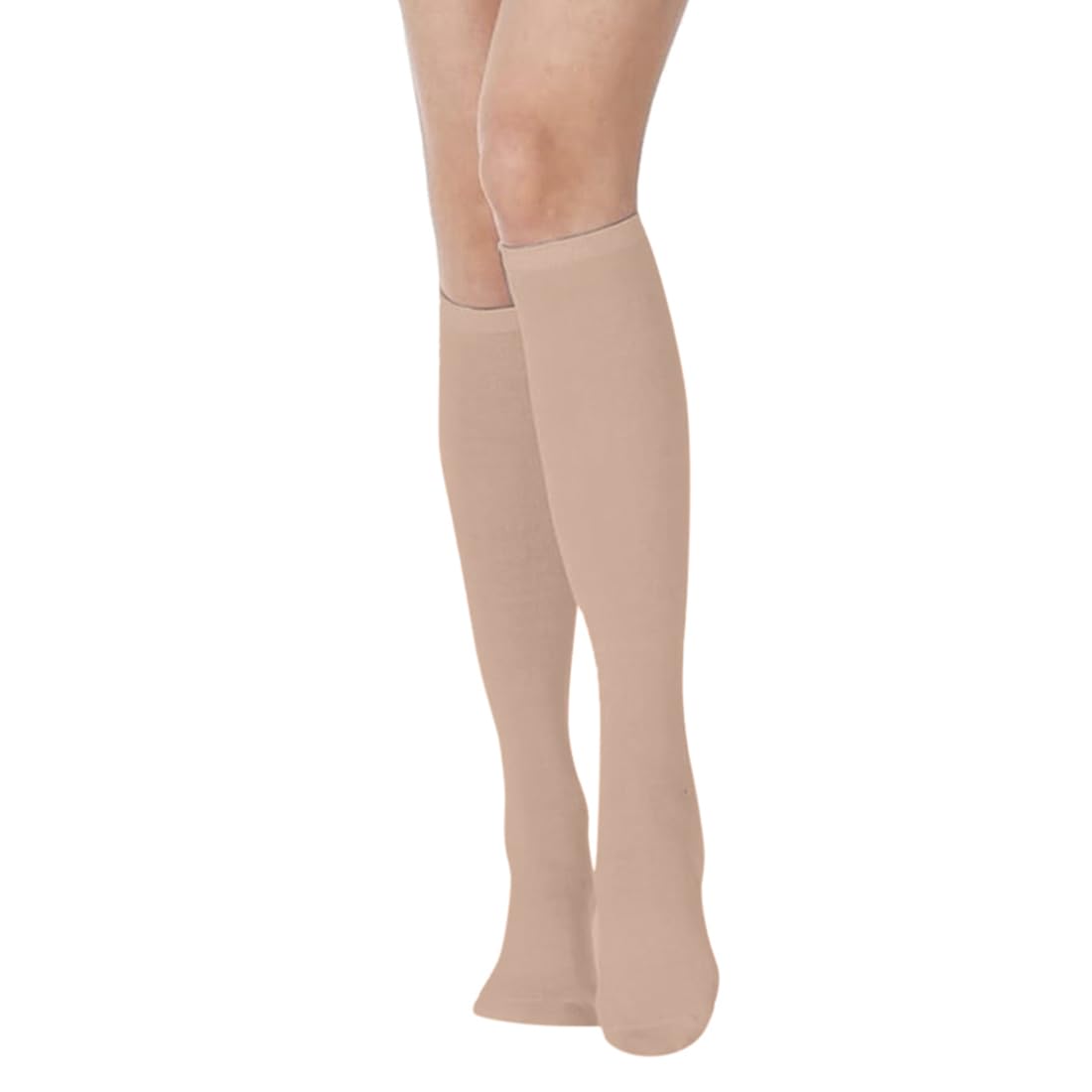 MUKHAKSH (Pack of 2 Pairs = 4 Socks Women Cotton Beige Knee Length Knee High Socks - Image 3 thumbnail