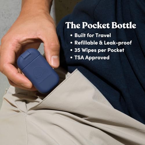 fresh peaches toilet paper gel wet wipe alternative  flush-safe a cleaner way to wipe  toilet paper spray blue pocket starter with pocket  44 oz