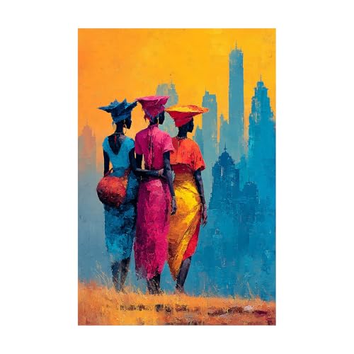 Tableau africain femme jaune pour créer une ambiance moderne et chaleureuse au salon