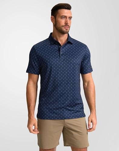 Image of Obla Mens Golf Polo Shirts Short Sleeve Dry Fit Performance Moisture Wicking Casual Print Collared Golf Shirts for Men