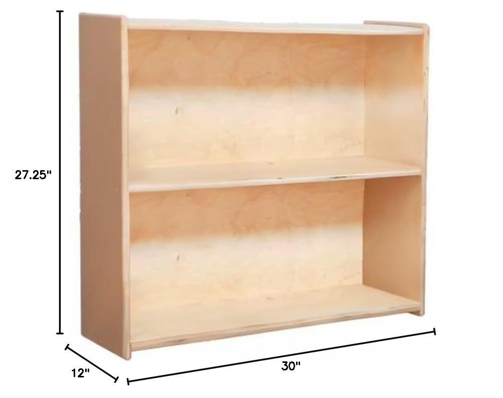 Contender 2 Shelf Kids Storage Cabinet, Wooden Bookcase/ Toy Organizer in Natural Color [Greenguard Gold Certified]