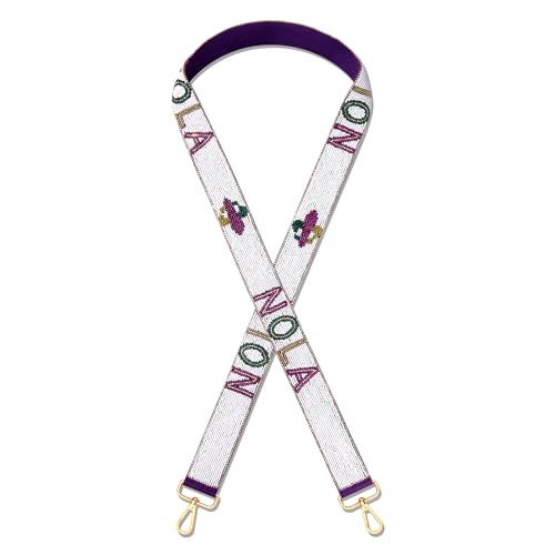 Image of NLCAC Beaded Purse Strap Replacement Crossbody Bag Strap Mardi Gras Valentines Day Holiday Crossbody Strap for Bags
