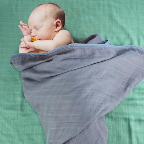 Image of Preboun 6 Pcs Muslin Hooded Baby Towels and Washcloths,Green,Blue