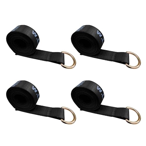 Image of Mega Cargo Control 2 inch x 10' D-Ring Lasso Strap & Recovery Auto Tie Down for Wheel Lift, Trailer, Tow Truck (4 - Pack)