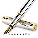 Produktbild Scriveiner Füllfederhalter, Chrom, silberfarben  toller Kugelschreiber mit 24-karätigem Gold-Finish, Feder 18 Karat (mittel), ideales Set für Damen und Herren, Profi, Direktor, Büro, schöner